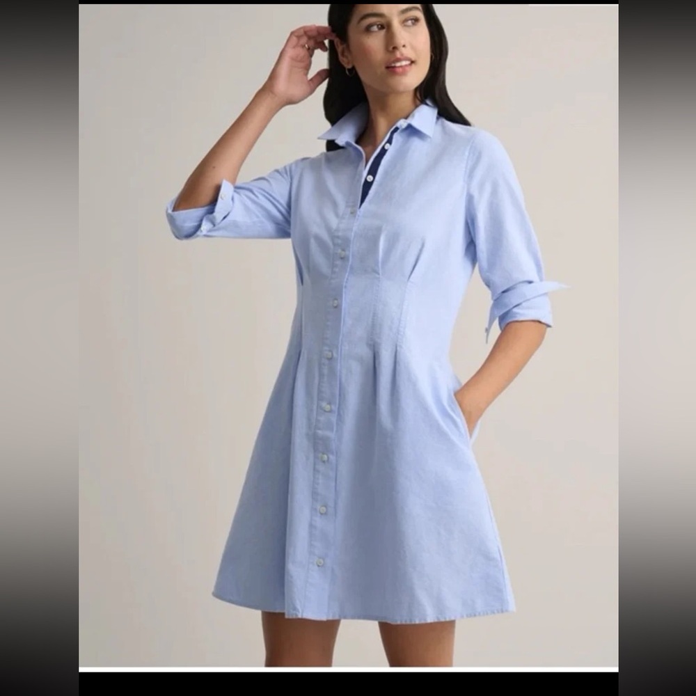 Untuckit Cotton Oxford Jules Shirt Dress in Light Blue
 size 12 - Picture 7 of 12